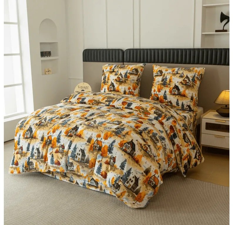 Lenjerie cocolino AUTUMN VILLAGE colorata Dimensiune lenjerie de pat: 70 x 90 cm | 140 x 200 cm