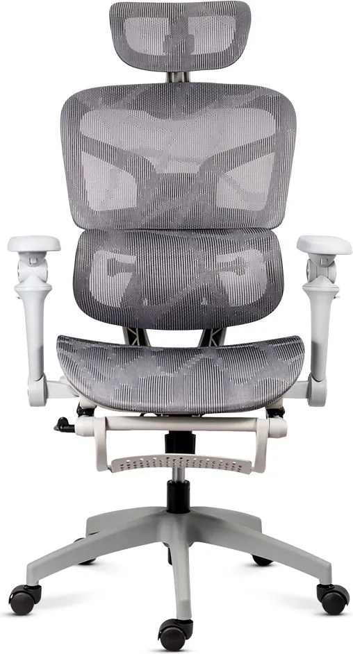 Scaun de birou ergonomic din mesh cu brațe 7D, șezut culisant și tetieră reglabilă 3D SYYT 9524 gri