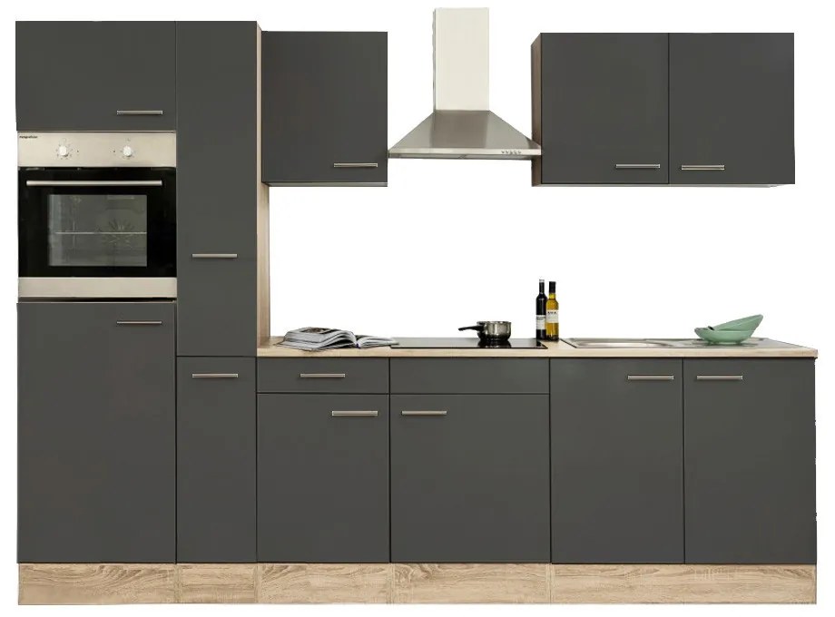 Mobilă de bucătărie Yorki 300, corp din stejar sonoma, cu față antracit satinat