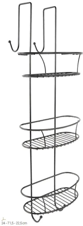 Etajera tripla pentru cabina de dus Metaform NEW CHROME Spider XXL, negru