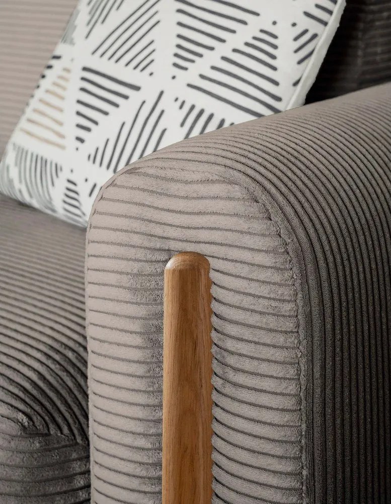 Canapea maro deschis extensibilă/cu spațiu de depozitare cu tapițerie din catifea reiată 244 cm Arcadova – ELTAP