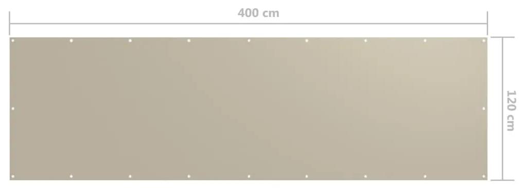 Paravan balcon, bej, 120x400 cm, tesatura oxford Bej, 120 x 400 cm