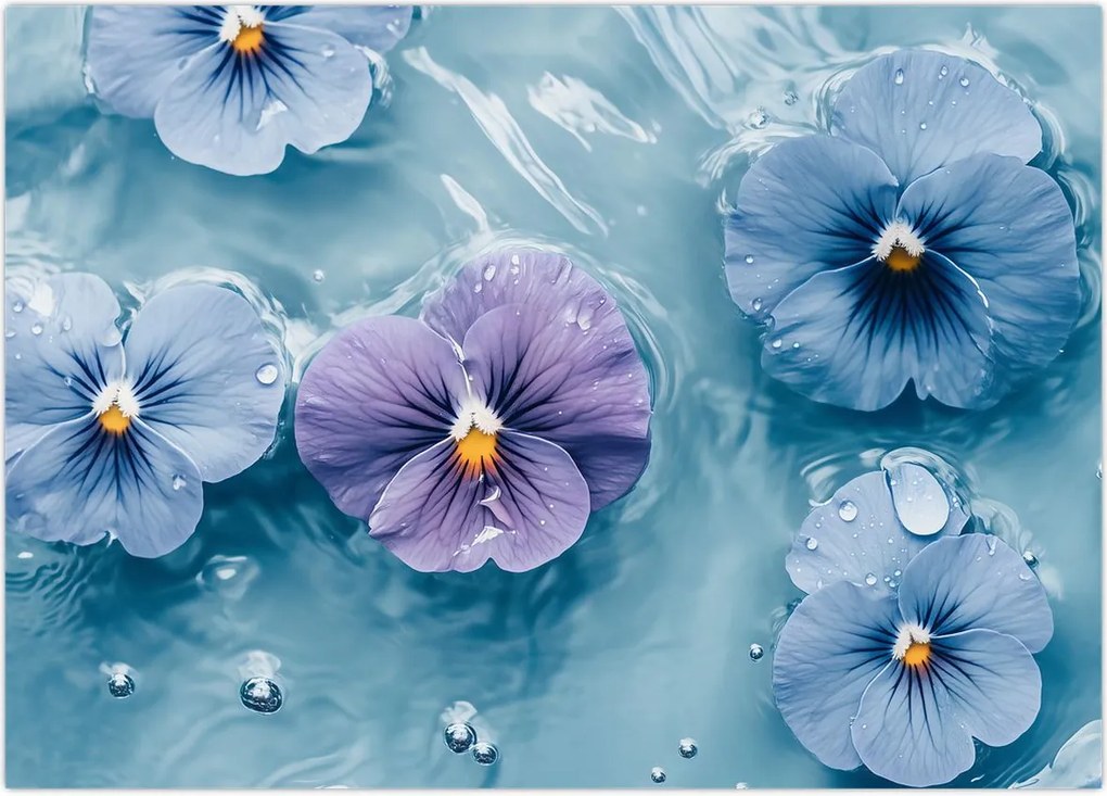 Tablou - Violete în apă (70x50 cm)