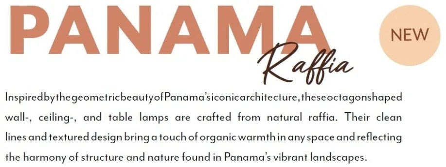 Veioza/Lampa Eco din Rafie, Panama octogon S, maro