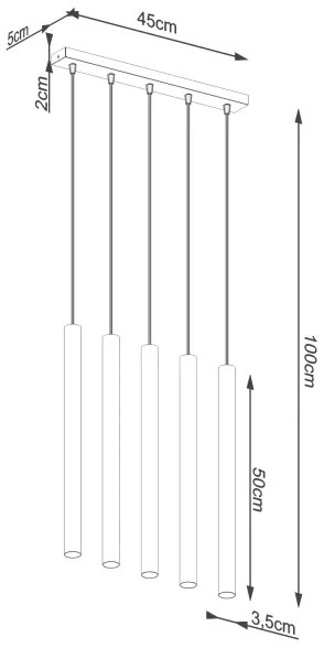 Lustră pe cablu Sollux SL.1274 PASTELO 5xG9/8W/230V beton