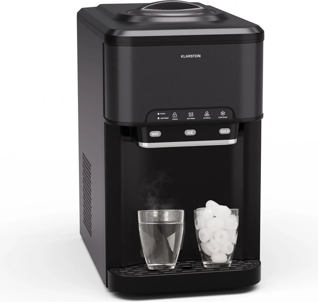 Klarstein Aqueous aparat de gheață 3 în 1: cuburi de gheață, distribuitor de apă: caldă și rece 20 kg/24h