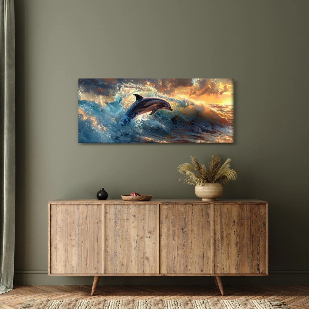Tablou - Delfin, ilustrații (120x50 cm)