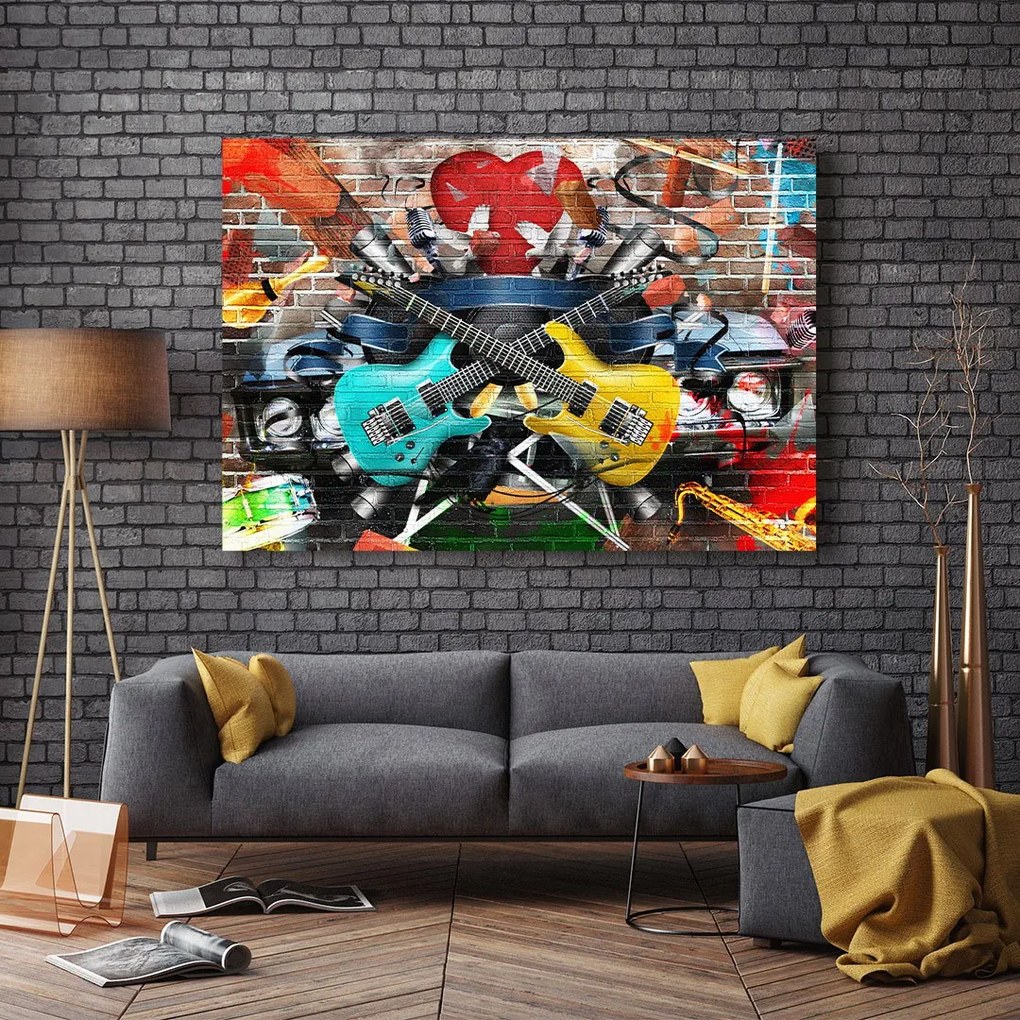 Tablou Canvas - Colourful Guitars 40 x 65 cm