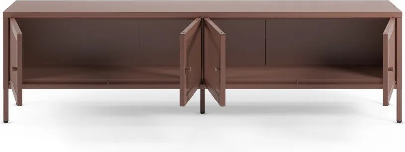 Comodă TV burgundy din metal 160x50x35 cm Fayna – Marckeric