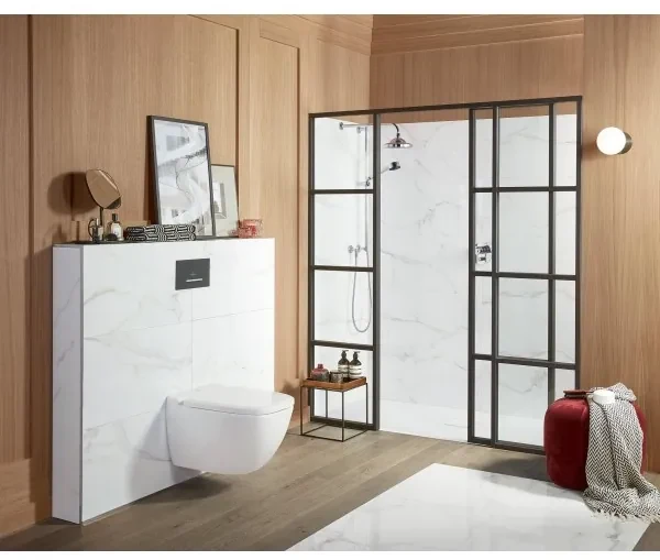Clapeta actionare rezervor WC incastrat, Villeroy&Boch ViConnect, negru mat - crom, 922169AN