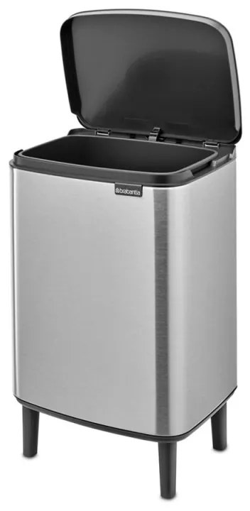 Cos de gunoi Brabantia Bo Small Hi 1006650, 12 l, Deschidere lina si silentioasa, Baza antiderapanta, Rezistent la amprente, Inox