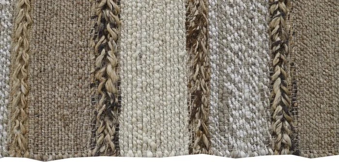 Covor din iută, lână și bumbac țesut manual, antiderapant, multicolor natural, 160 x 230 cm, 2200 GSM, „Jute Wool Carpet"
