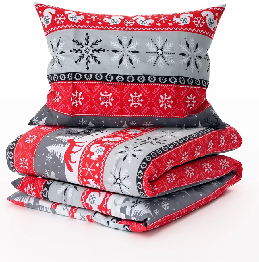 Lenjerie de pat flanelata SNOWY FOREST gri Dimensiune lenjerie de pat: 2 buc 70 x 90 cm | 200 x 220 cm