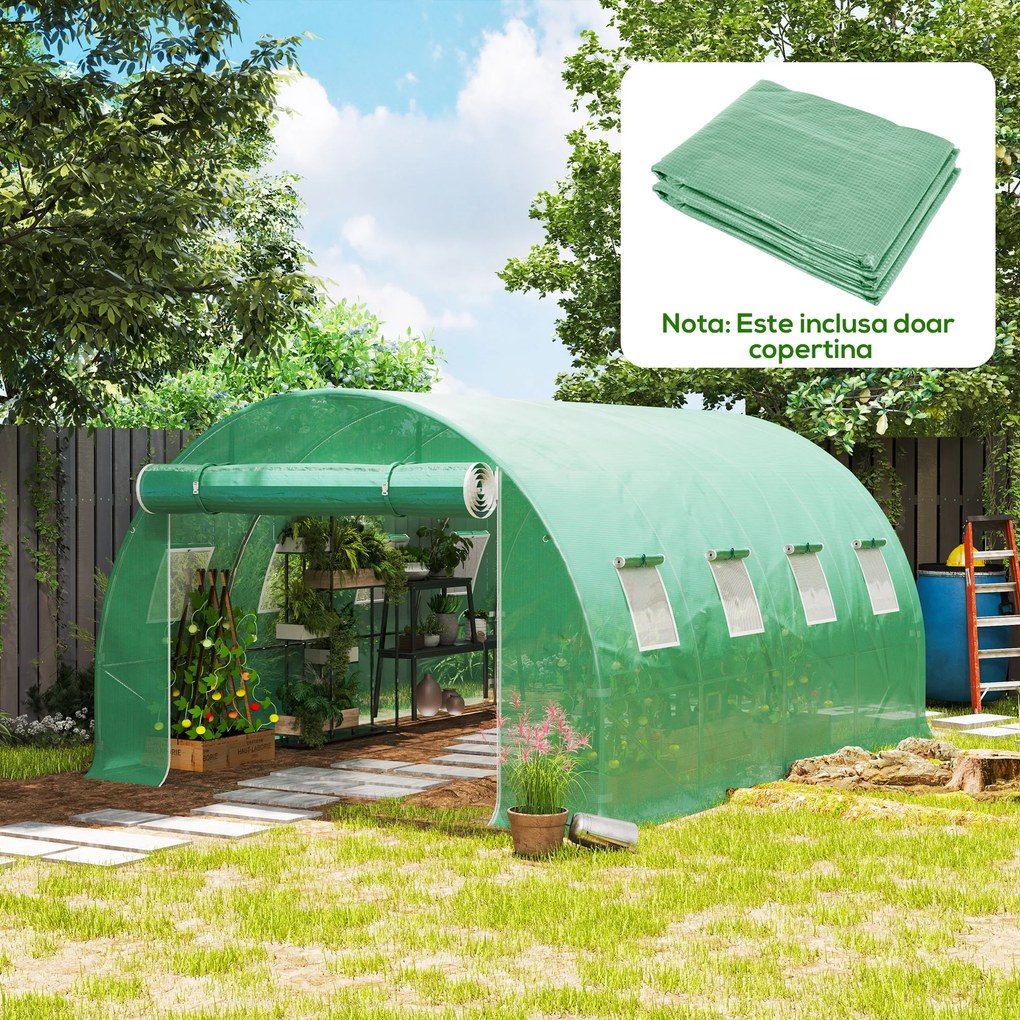 Outsunny Prelata Sera 6×3×2 m – Cu 12 Ferestre, Usa Rulanta si Margini | Aosom Romania
