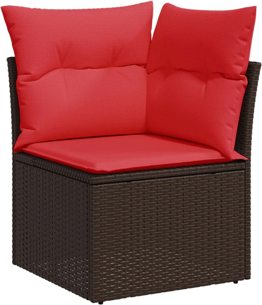 vidaXL Canapea de grădină de colț cu perne, maro, din poliratan