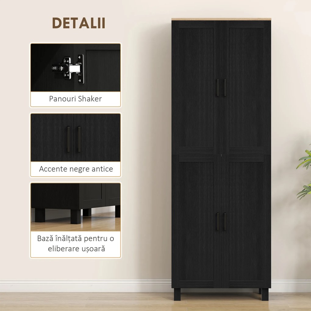 Homcom Dulap Bucatarie Alb – 5 Rafturi | Aosom Romania