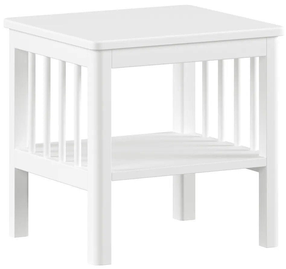 Set Mobilier Camera Copii Forrest Beech, Pat 90x200 cm, Dulap cu 2 Uși și Noptieră, din Lemn Masiv de Fag, Alb – Vipack