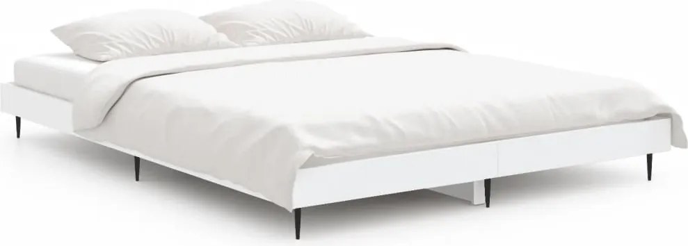 vidaXL Cadru de pat, alb ,135x190 cm, lemn prelucrat