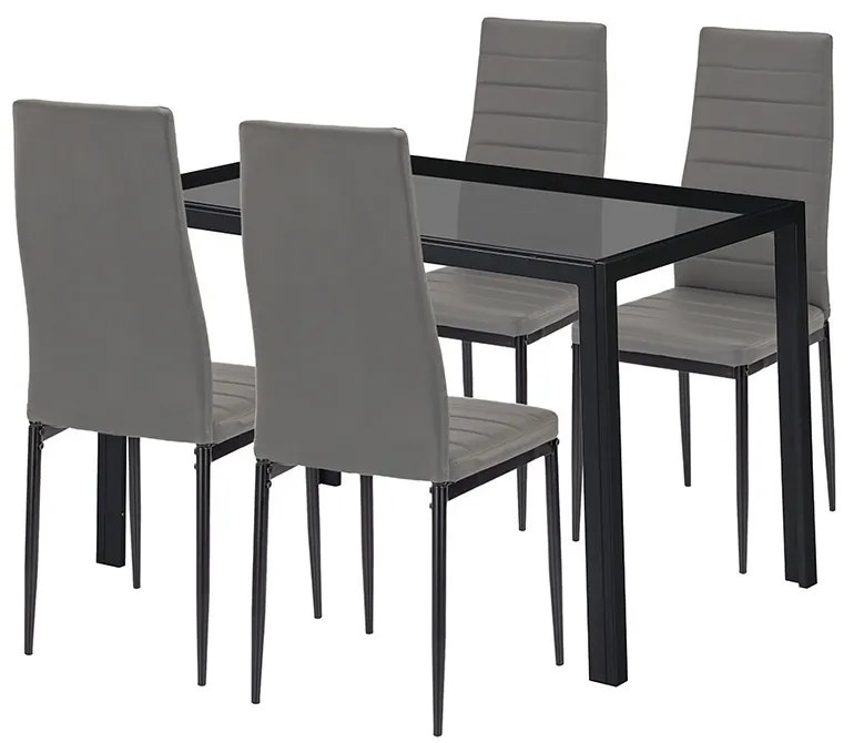 Rowan 4+1 set de sufragerie gri-negru