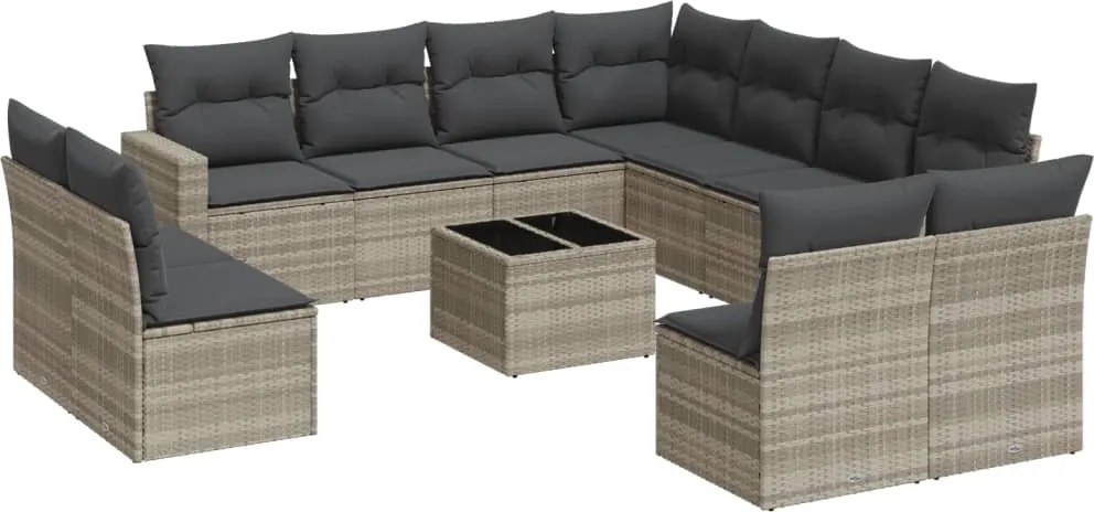 vidaXL Set canapele de grădină cu perne, 12piese gri deschis poliratan