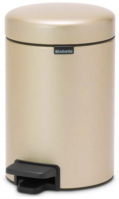Cos de gunoi cu pedala Brabantia NewIcon 1003195, 3 L, Inchidere lina, Baza antiderapanta, Auriu metalic