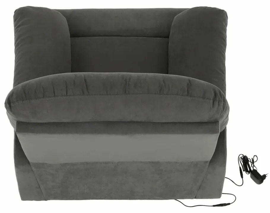 Fotoliu reglabil masaj, material textil catifea gri, LAMBERT