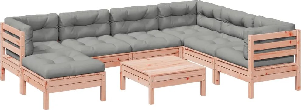 vidaXL Set canapele grădină cu perne 8 locuri, lemn masiv brad douglas