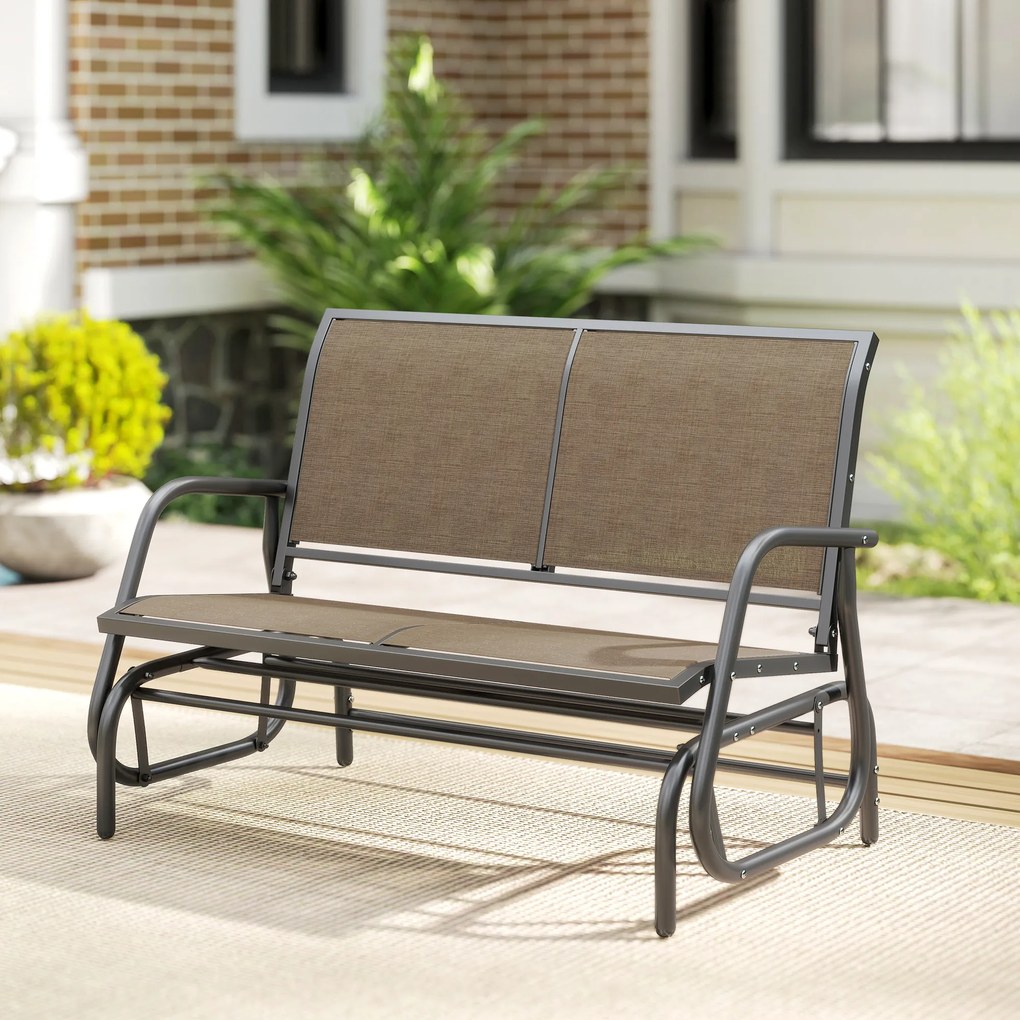 Outsunny Banca Tip Leagan 2 Locuri din Metal, Negru, 123x70x87 cm | Aosom Romania