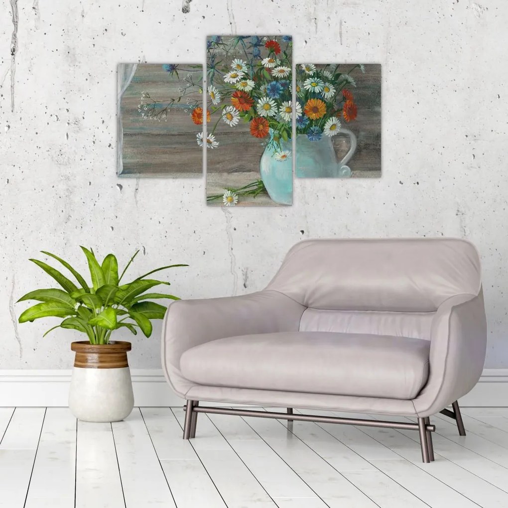 Tablou - Pictură în ulei, flori de câmp (90x60 cm)