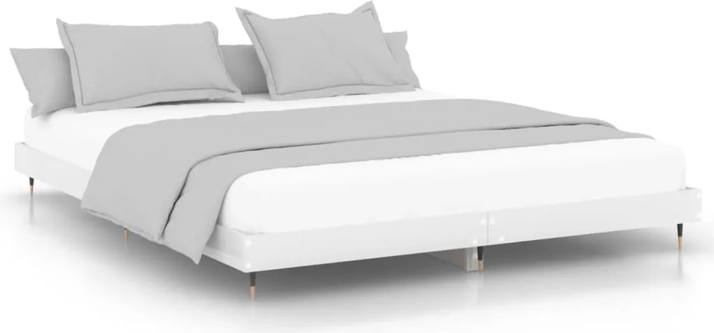 vidaXL Cadru de pat, alb extralucios, 140x200 cm, lemn prelucrat