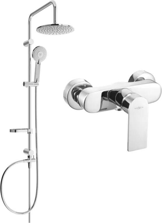 Mexen Royo Carl set de duș montat pe perete cu duș de ploaie și baterie de duș, crom - 72240240-00
