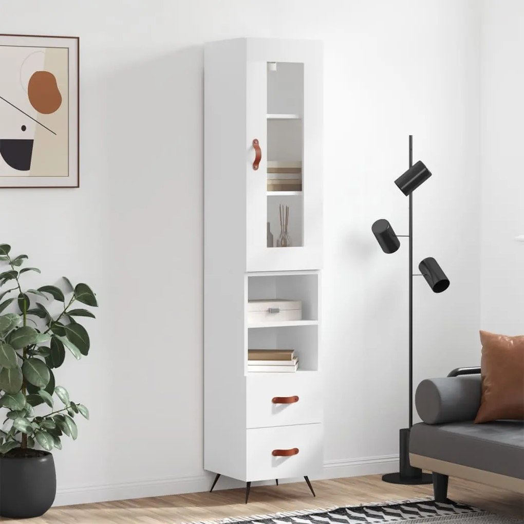 vidaXL Dulap înalt, alb, 34,5x34x180 cm, lemn prelucrat