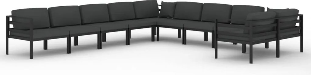vidaXL Set mobilier de grădină cu perne, 10 piese, antracit, aluminiu