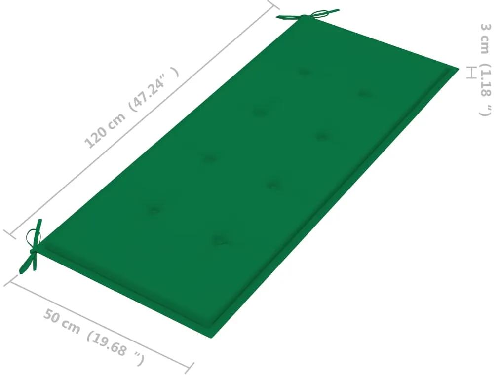 Banca de gradina cu perna, 120 cm, bambus Verde, 120 x 50 x 4 cm, 1, 120 x 50 x 4 cm