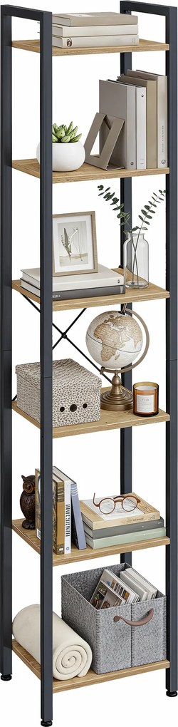 Raft cu structura metalica TAYLOR 6 polite, stejar artisan