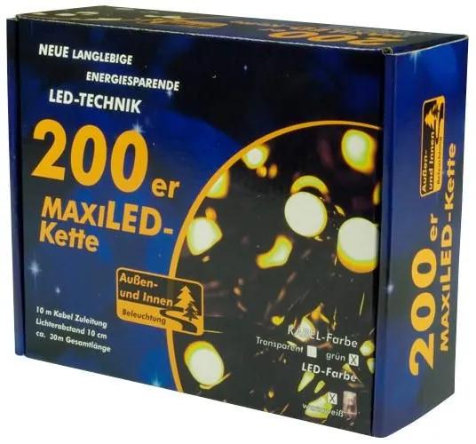 Instalație luminoasă LED de Crăciun - 20 m, 200 MAXI LED, alb cald