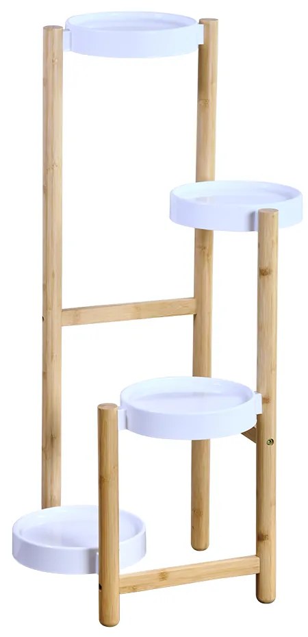 Stand pentru flori din bambus cu suporturi din plastic