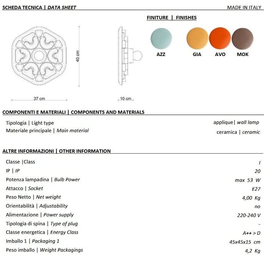 Aplica de perete din ceramica design italian Phytia