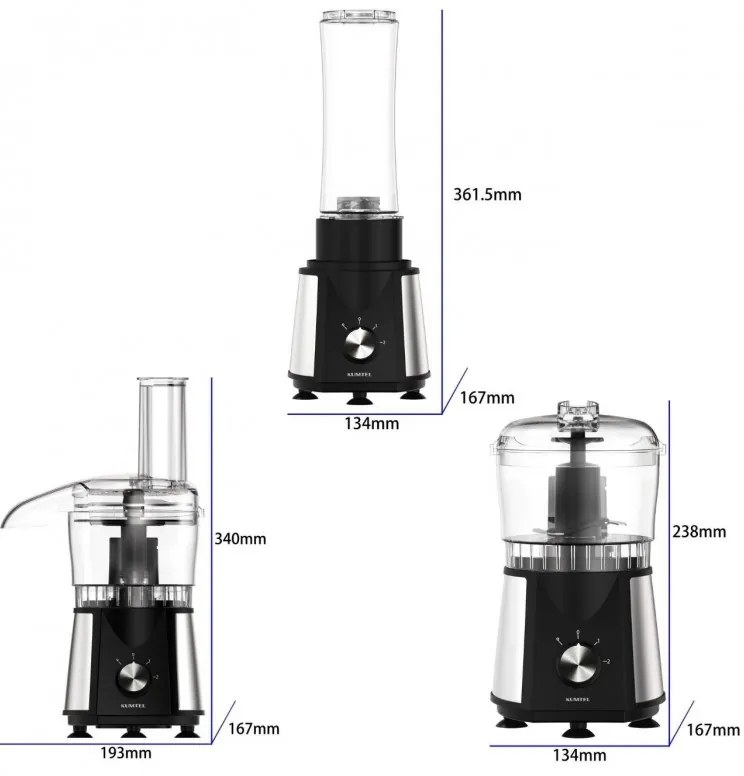Resigilat: Procesor de alimente 3in1 Kumtel HFP-02, 350W, Blender, Chopper, Rendezvous, 500ml, 2 viteze, fără BPA, Inox / negru