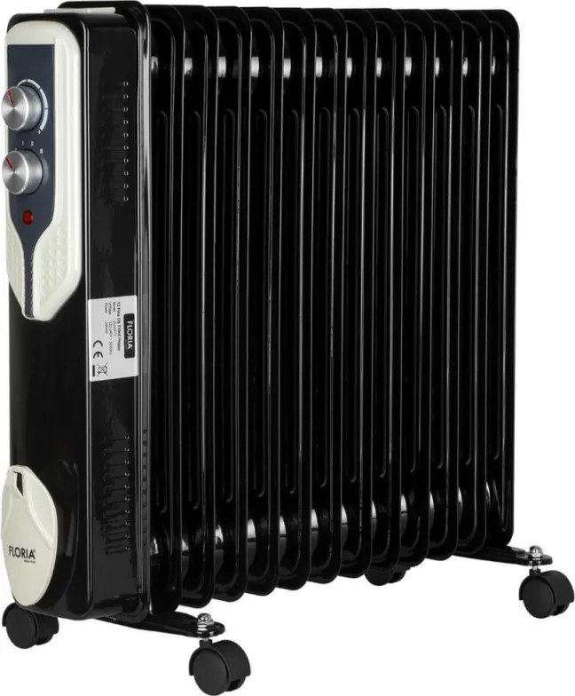 La mâna a doua: Radiator cu ulei Floria ZLN-3673, 2500 W, 13 lamele, termostat reglabil, negru