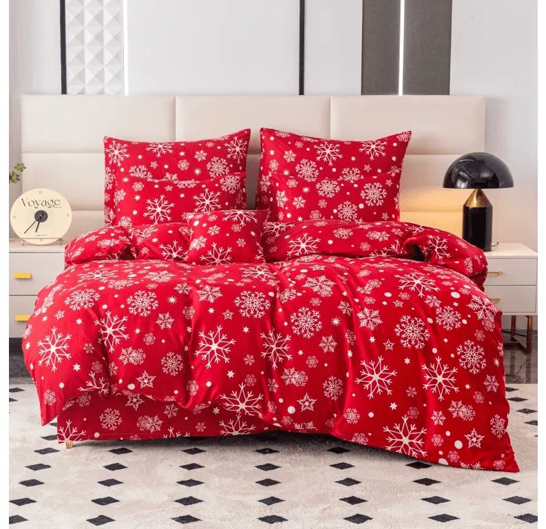 Lenjerie de pat din microfibra flanel SNOWFALL rosie Dimensiune lenjerie de pat: 70 x 90 cm | 140 x 200 cm
