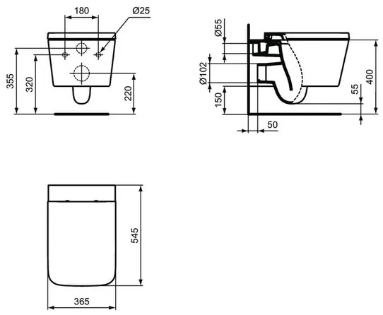 Vas WC suspendat Ideal Standard Atelier Blend Cube AquaBlade alb lucios