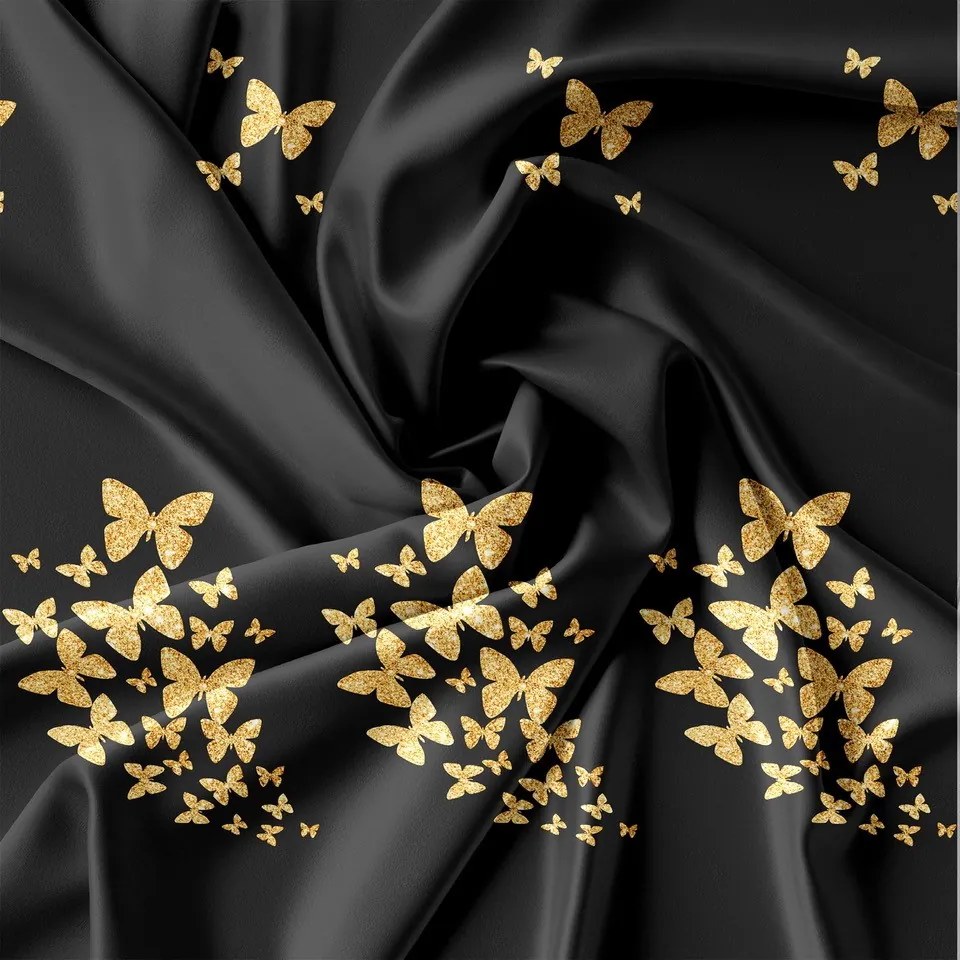 Lenjerie de pat din microfibra Culoare neagra, GOLDEN BUTTERFLY