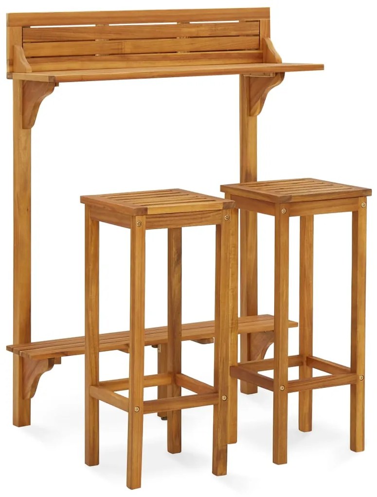 310254 vidaXL Set mobilier bar de balcon, 3 piese, lemn masiv de acacia