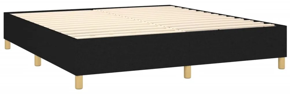 Pat box spring cu saltea, negru, 180x200 cm, catifea Negru, 180 x 200 cm, Cu blocuri patrate