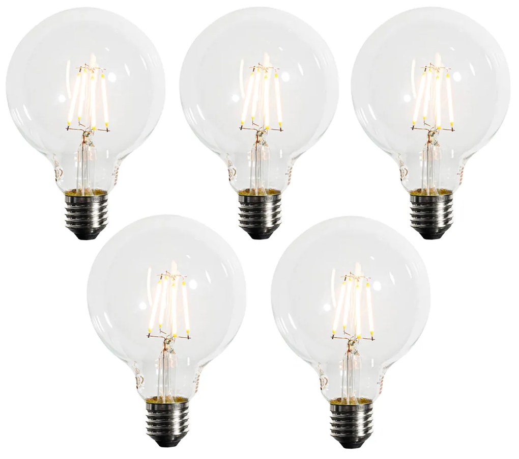 Set de 5 becuri LED G95 E27 dimabile 5W 450LM 2200K