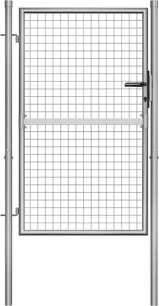 vidaXL Poartă de grădină din oțel galvanizat, 100x125 cm, argintiu