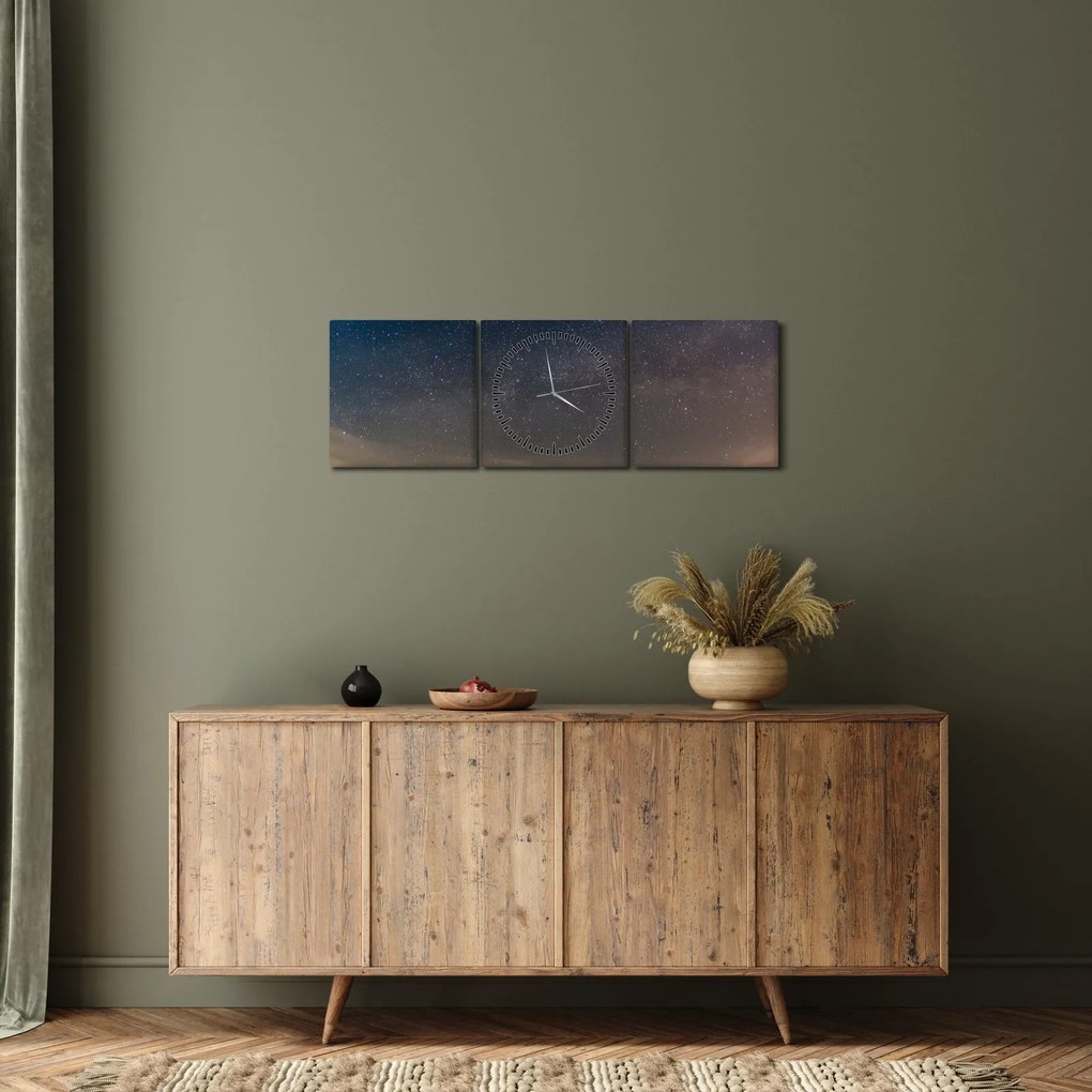 Tablou cu cerul nocturn (cu ceas) (90x30 cm)
