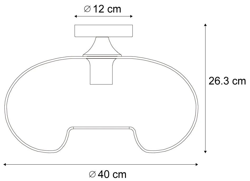 Plafonieră Art Deco din alamă cu sticlă chihlimbar 40cm - Busa