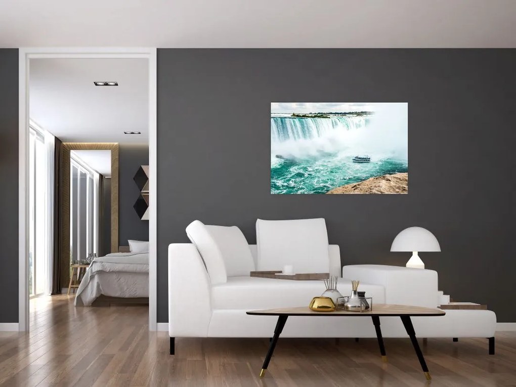 Tablou cu cascadele și corabie (90x60 cm)